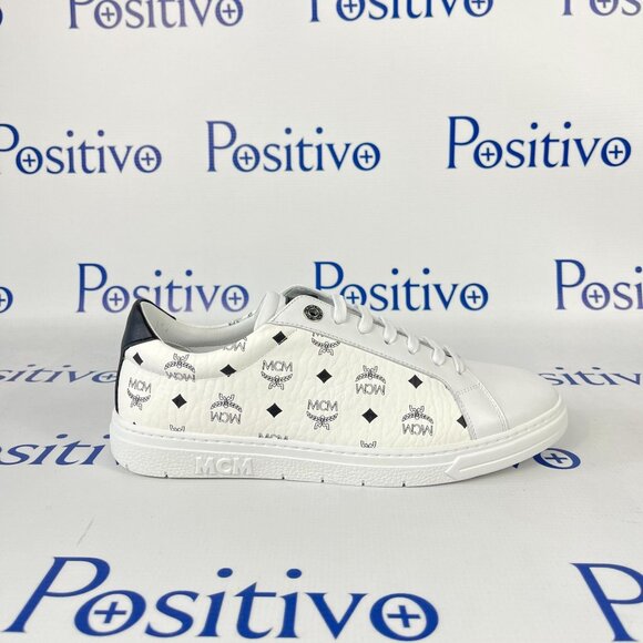 MCM Terrain Derby Visetos White Leather Low Top Sneakers US 11 EU 44 - Picture 7 of 8